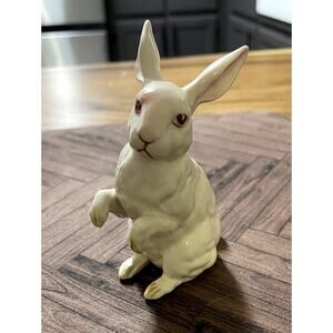 Little Rabbit White Ceramic Vintage Figurine Antique Bunny 4" x 2.5" Animal